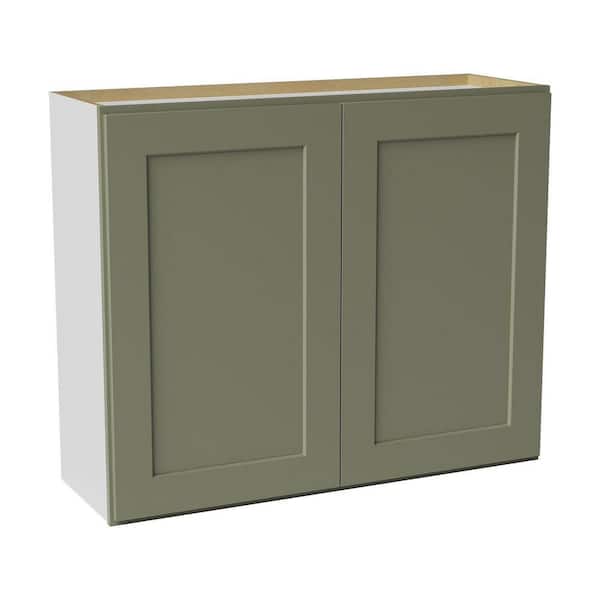 36 in. W x 12 in. D x 30 in. H Ready to Assemble Solid Wood Shaker Wall Kitchen Cabinet in Sage Green