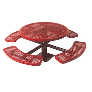 46 in. Diamond Red Commercial Park Surface Mount Round Table