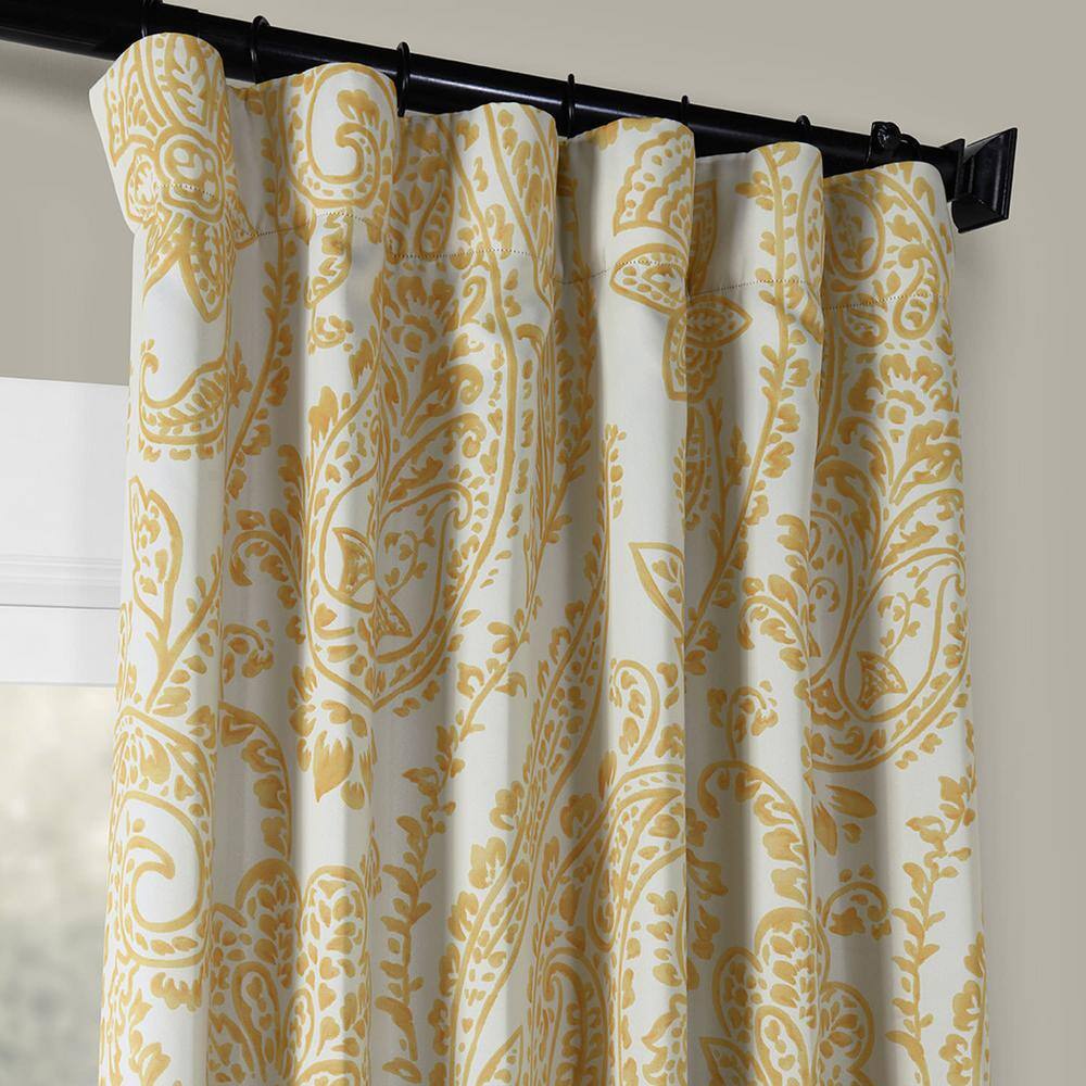 Tea Time Yellow Gold Floral Blackout Polyester Curtain Panel