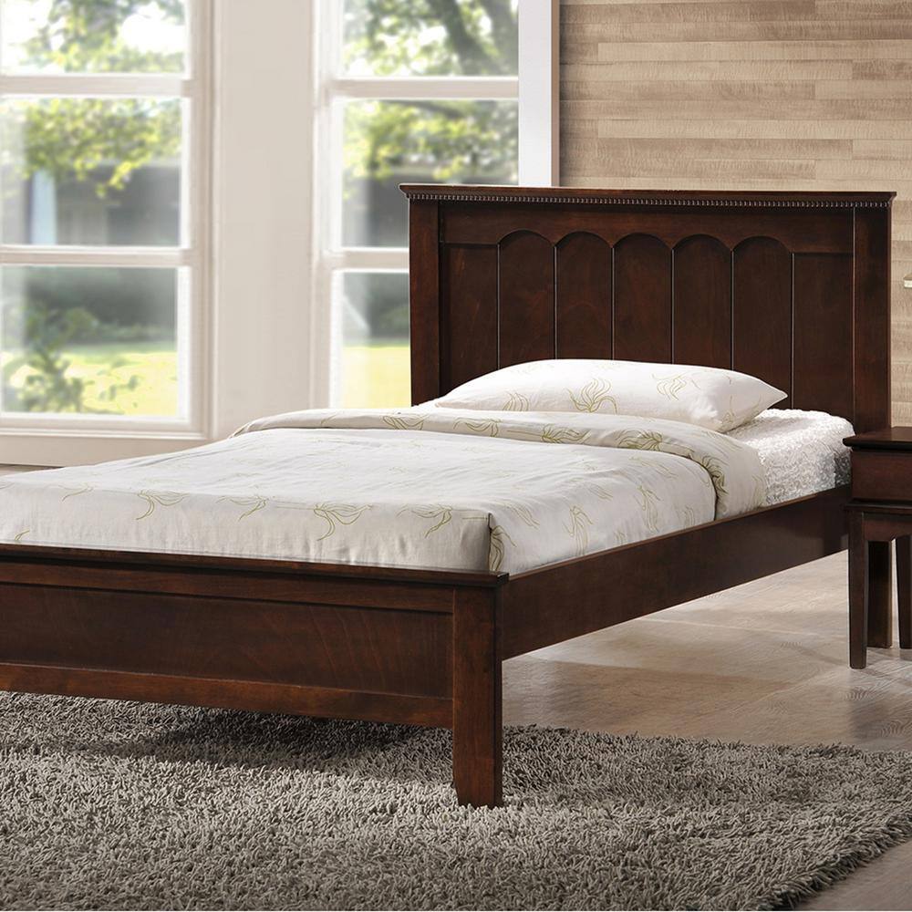 Schiuma Classic Carved Cappuccino Twin Bed with Rubberwood Frame
