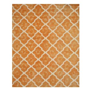 Orange 7 ft. 9 in. x 9 ft. 9 in. Hand Tufted Wool Transitional Tie-Dye Moroccan Area Rug