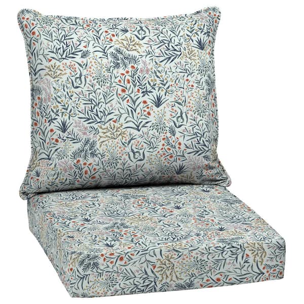 ARDEN 24 in. x 24 in. Pistachio Botanical Outdoor 2-Piece Deep Seating Lounge Chair Cushion