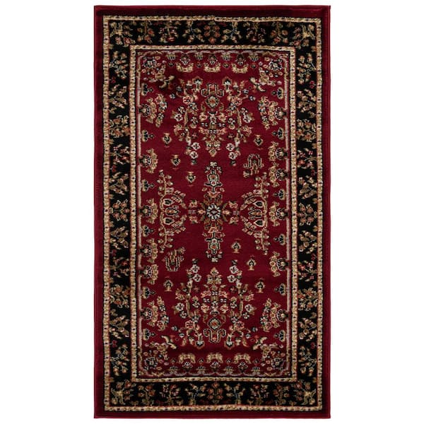 Lyndhurst Red/Black Doormat 2 ft. x 4 ft. Border Area Rug