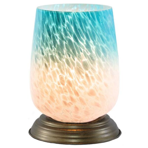 River of Goods 7.9 in. Blue and White Bordeaux Handblown Glass Table Lamp