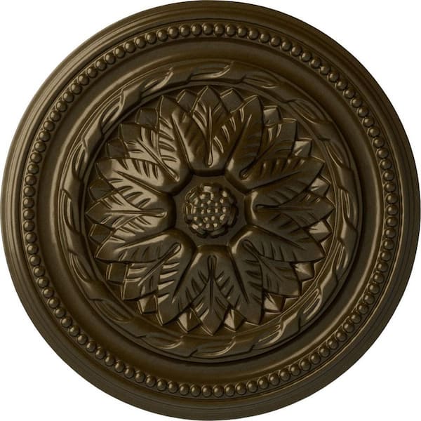 Ekena Millwork 2-1/4" x 16" x 16" Polyurethane Wigan Ceiling Medallion, Brass
