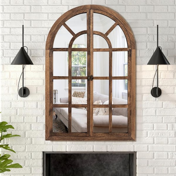 FUIN Reatz 16 in. W x 59.5 in. H Solid Wood Frame Yellowish-Brown Arch Full  Length Mirror U05001-0 - The Home Depot