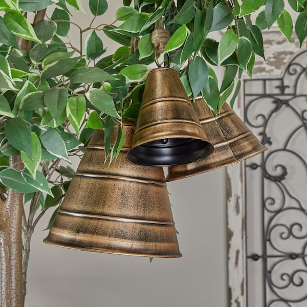 Wall Hanging Silver Bells; Vintage Rustic Christmas Bells Door Hanger