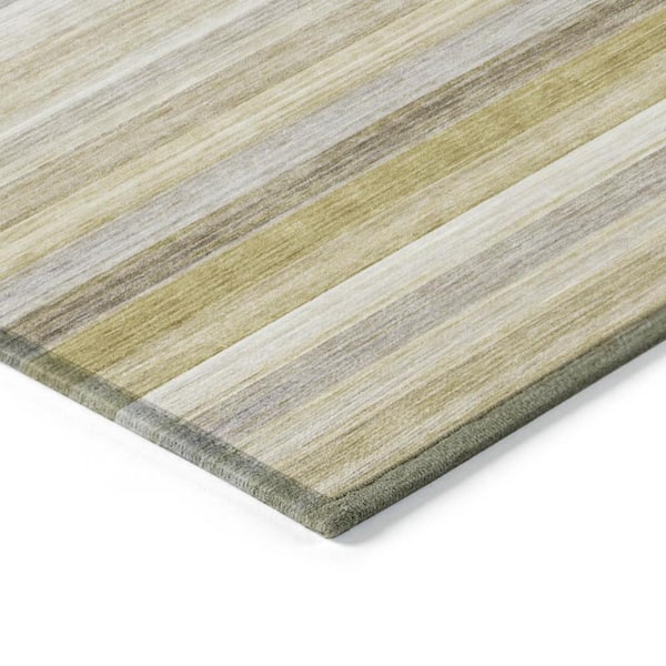 Wheat 2 ft. x 3 ft. Woven Striped Polyester Rectangle Indoor/Outdoor Area Rug