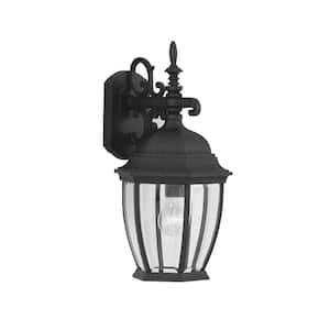 Tiverton 18 in. Black 1-Light Outdoor Line Voltage Wall Sconce with No Bulb Included