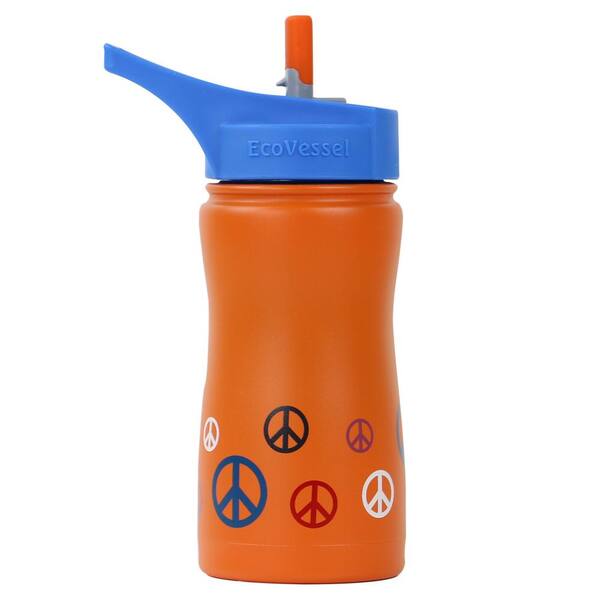Eco Vessel 13 oz. Frost Kids Insulated Bottle with Straw Top - Orange Peace