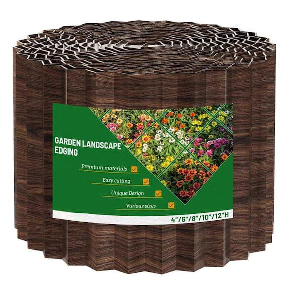 6 in. Brown Metal Corrugated Garden Edging, 50 ft. Lawn Border for Flower Beds and Yards