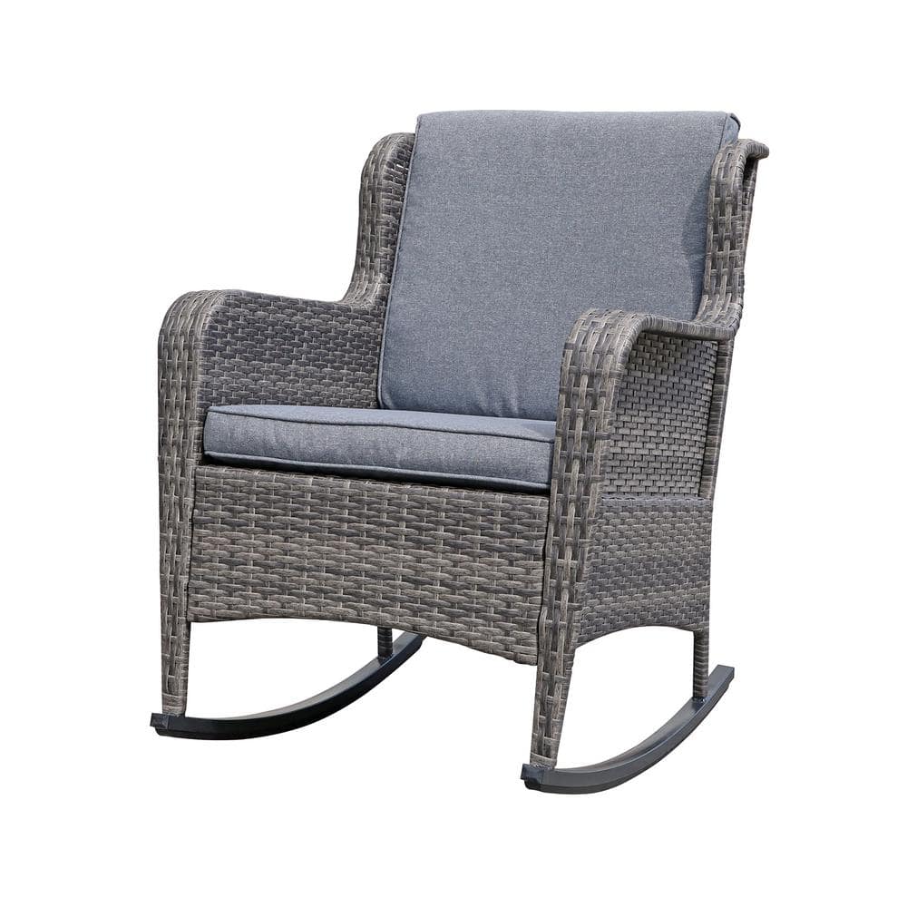 Freestyle Sunsitt Wicker Outdoor Rocking Chair with Grey Cushions HD-SJ ...