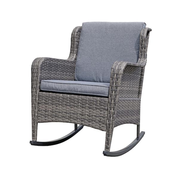 Freestyle Sunsitt Wicker Outdoor Rocking Chair with Grey Cushions