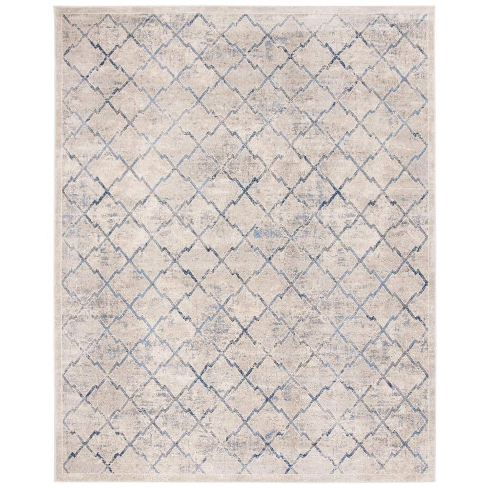 Gray and Blue 8' x 10' Synthetic Rectangular Area Rug