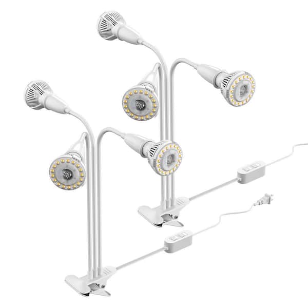 450-Watt Equivalent Full Spectrum White Clip-on Gooseneck Grow Light for Indoor Plants 4000K Daylight (2-Pack)
