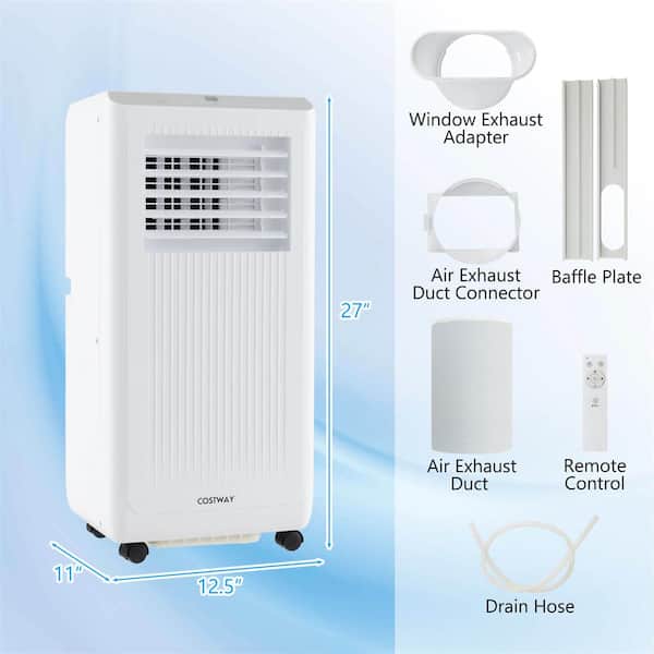 10000BTU (ASHRAE) 6500 (DOE) BTU Portable Air Conditioner 350 sq. ft. with Dehumidifier in White