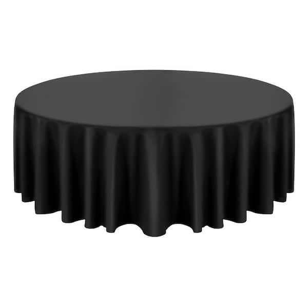 Black Round Tablecloths 10 Pack, 120 in. Dia. Stain-and Wrinkle-Resistant, Machine Washable Table Clothes, Solid