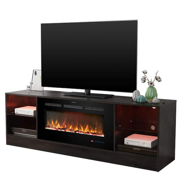 Prismaster ...keeps your home stylish Entertainment 72 in. Media Console TV Stand with 36 in. Electric Fireplace in Black