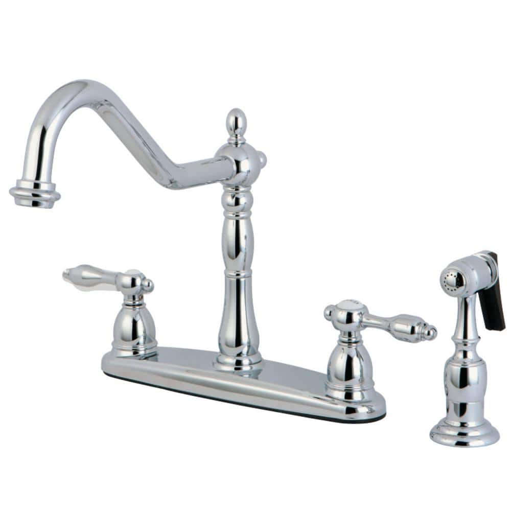 Tudor 2-Handle Standard Kitchen Faucet with Side Sprayer in Polished Chrome