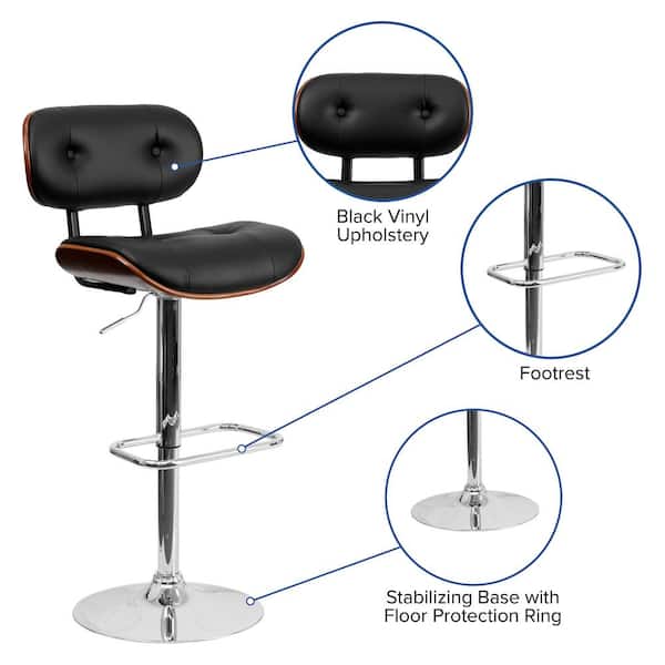 Flash Furniture Adjustable Height Black, Ampersand Bar Stools