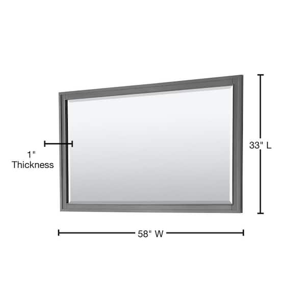 Wyndham Collection Margate 56 in. W x 33 in. H Framed Rectangular Bathroom Vanity Mirror in Dark Gray