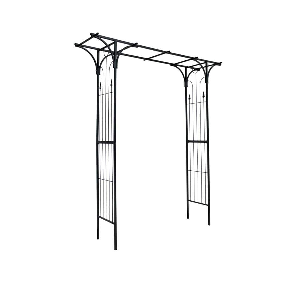 Oyezvary 86.61 in. x 81.49 in. Black Metal Garden Arch Arbor Trellis ...