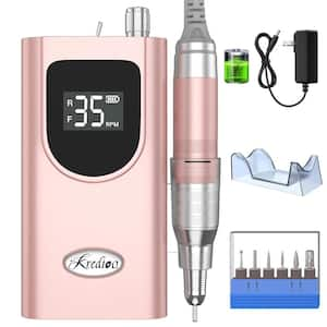 Portable Electric File Nail Drill Machine 6 Bits Kit for Nails in Pink