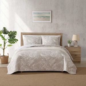 Jungle Toile 2-Piece Beige 100% Cotton Twin Quilt Set