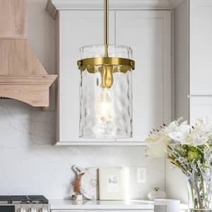 Modern Gold Pendant Light for Kitchen Island Over Sink Large Hammered Glass Adjustable Hanging Light for Dining Room