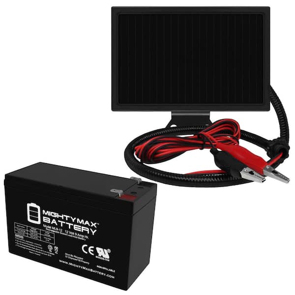 MIGHTY MAX BATTERY 12-Volt 9AH Replacement Battery Compatible with Boss Buck 600LB Automatic Feeder Plus 12-Volt Solar Panel Charger