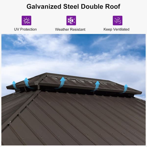 PURPLE LEAF 12 ft. x 16 ft. Bronze Aluminum Outdoor Hardtop Gazebo