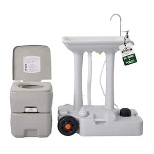 XL Portable Camping Sink and Toilet - 8 Gal Outdoor Sink & Travel Toilet W/5 Gal Waste Tank