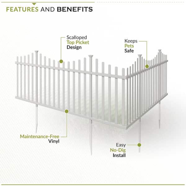 Zippity Outdoor Products Manchester 2 Panels 3.5-ft H x 7.5-ft W White Privacy Vinyl Scallop Fence Panel (Unassembled)