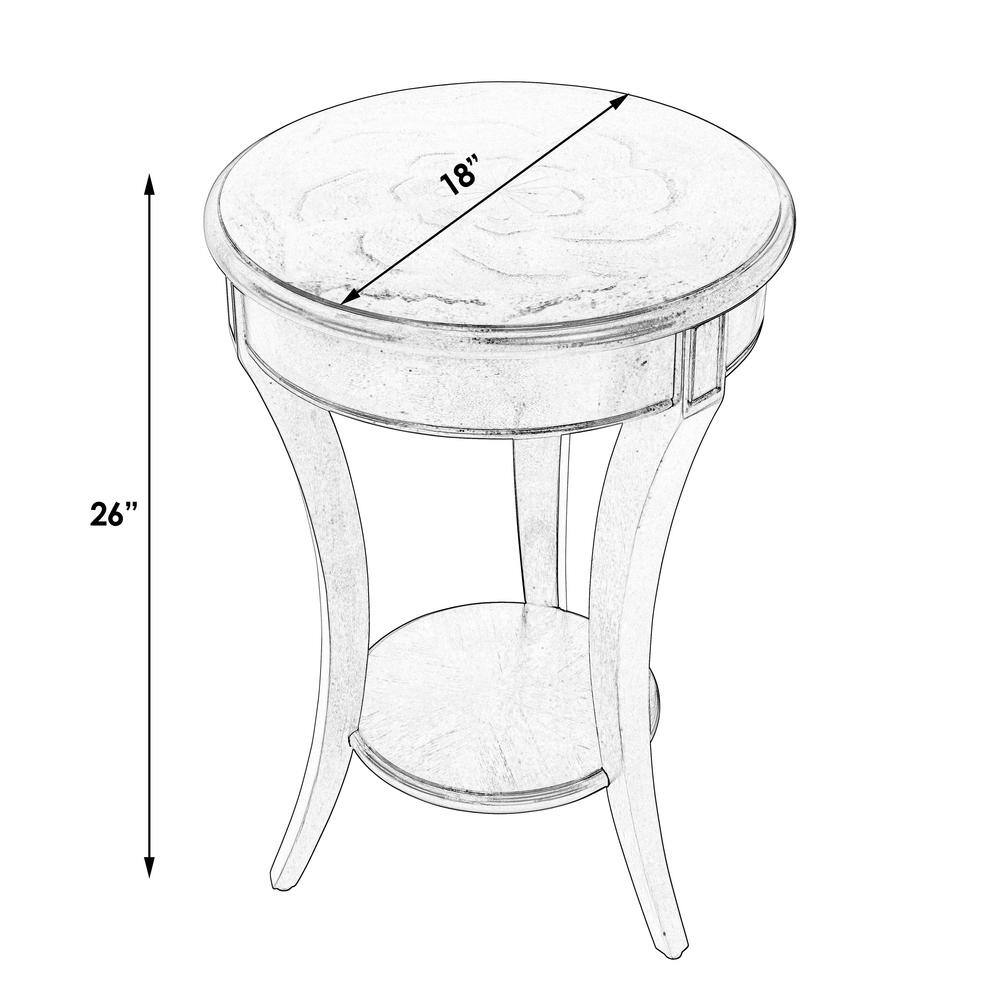 Brown Round Transitional Wood Accent Table with Veneer Inlay