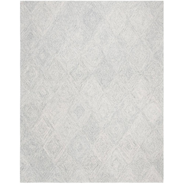 SAFAVIEH Abstract Silver 9 ft. x 12 ft. Distressed Diamond Area Rug