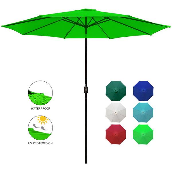 LAUREL CANYON 9 ft. Market Table Patio Umbrella with Push Button Tilt and Crank in Lime Green