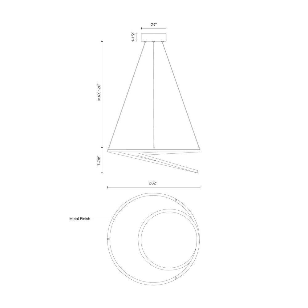 Twist 32" Silver Aluminum LED Pendant Light