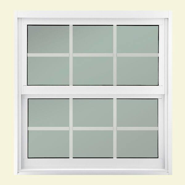 JELD-WEN Premium Atlantic Double Hung Aluminum Window 37 in. x 38 -3/8 in. White ImpactGard Gray Tint Glass and Grid-DISCONTINUED