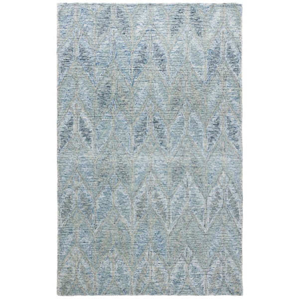 Ebony 8 ft. x 10 ft. Light Blue Geometric Chevron Area Rug