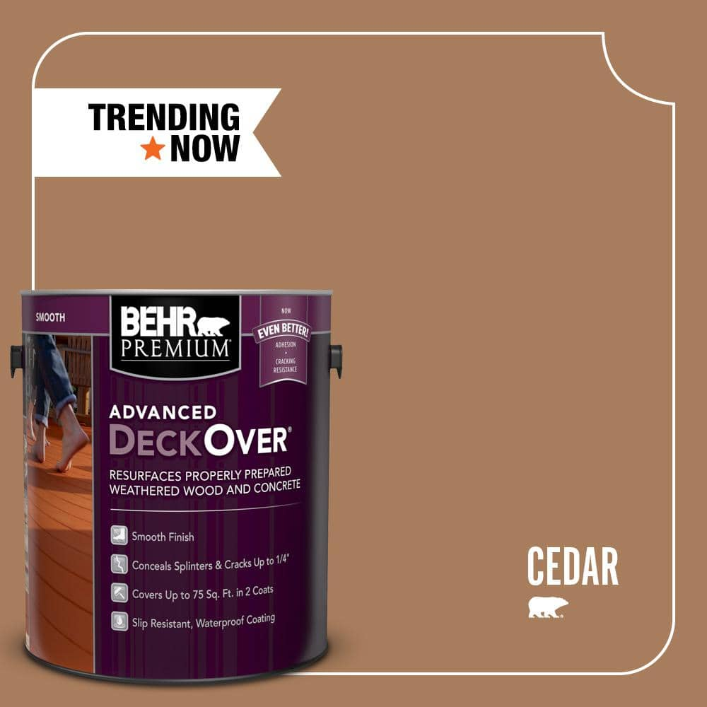 BEHR Premium Advanced DeckOver 1 gal. #SC-146 Cedar Smooth Solid Color  Exterior Wood and Concrete Coating 500001 - The Home Depot