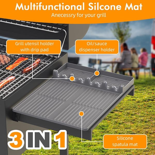16 in. x 11.6 in. Silicone Griddle Tool Mat Compatible with Drip Pad for Blackstone Weber BBQ Grilling, Gray (2-Pack)