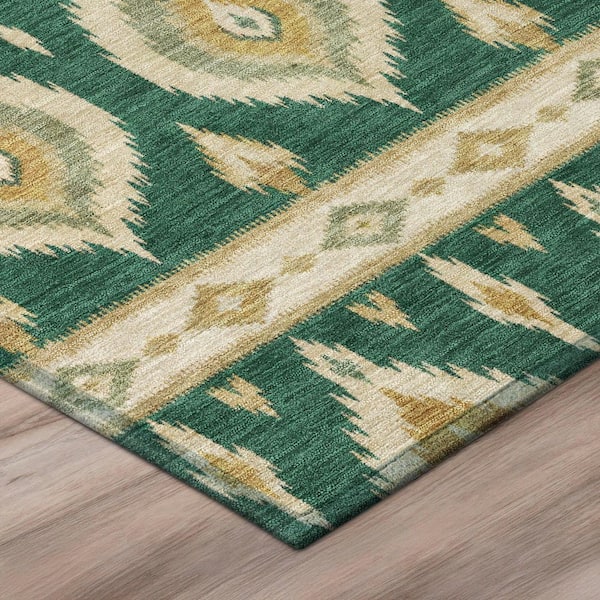 Chantille Machine Washable Indoor/Outdoor Abstract ACN3070 Emerald 9 ft. x 12 ft. Area Rug