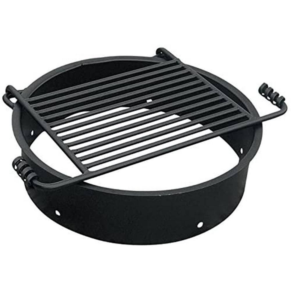 Heavy-Duty Black Steel Fire Pit with Swivel Cooking Grate