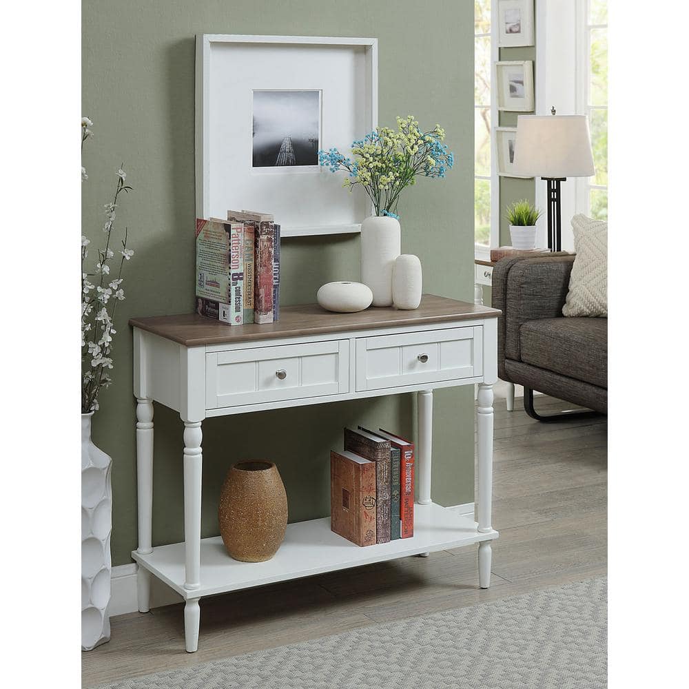 Driftwood and White 36" Wood Hall Table with Storage