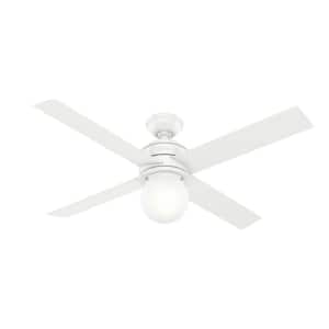 Hepburn 52 in. LED Indoor Matte White Ceiling Fan with Light