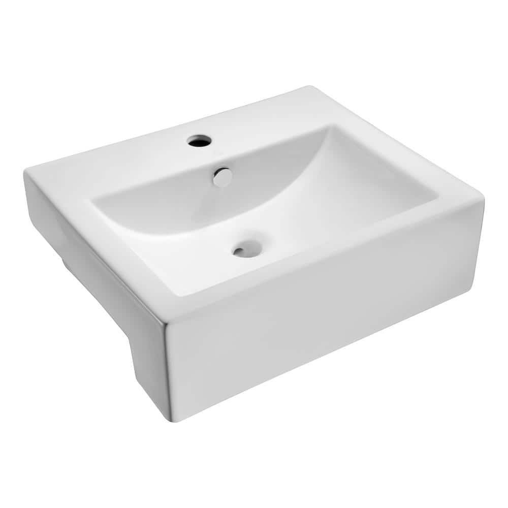 Vitruvius Series 21 in. Rectangular Bathroom Vessel Sink with Built-In Over