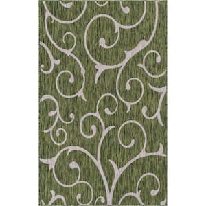 Outdoor Curl Green 5 ft. x 8 ft. Area Rug