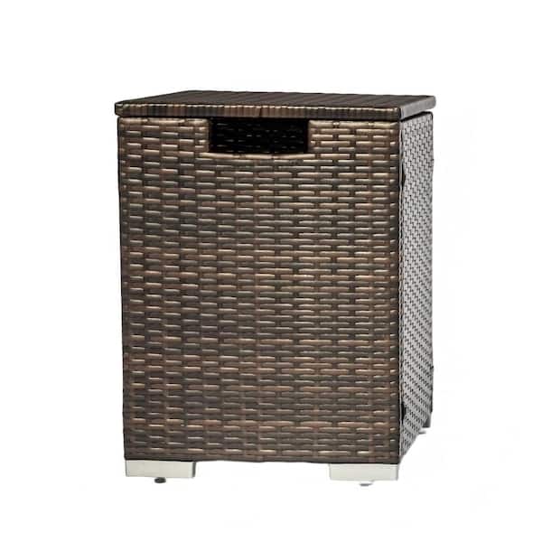 16 in. Rattan Propane Tank Cover Space Heater Outdoor Vented Gas Bottle Concealer for Patio/Deck/Backyard Storage, Brown