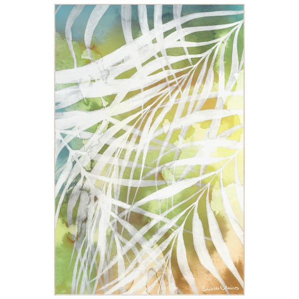 Empire Art Direct Multi-Colored 5 ft. x 8 ft. Palma di Luce II Washable Leaf Art Area Rug