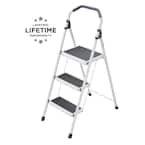 3-Step Steel Lightweight Step Stool Ladder 225 lbs. Load Capacity Type II Duty Rating